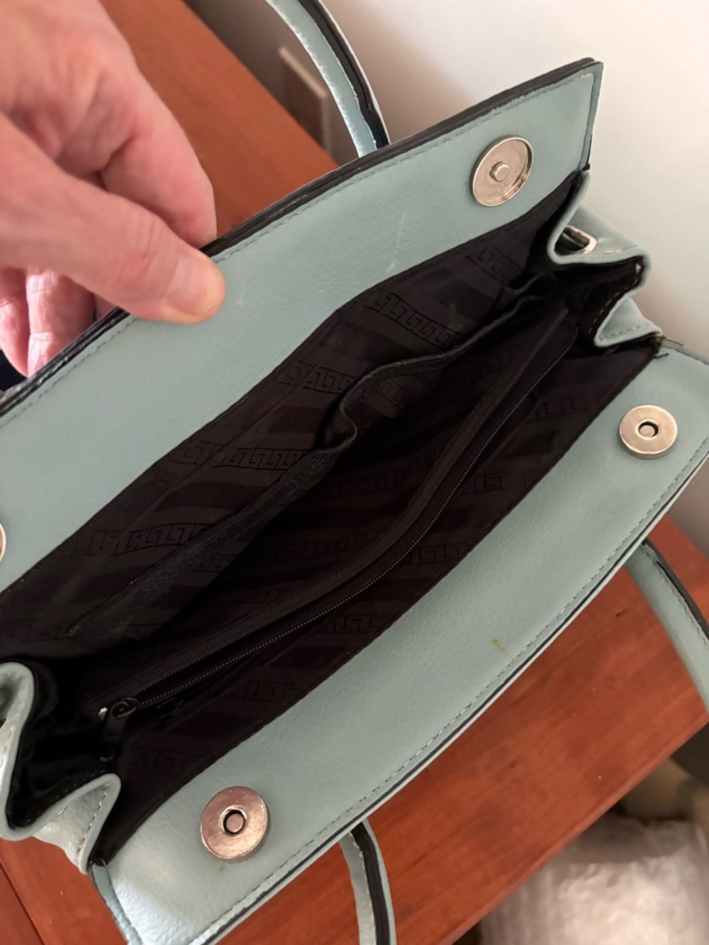 Sage Green Structured Satchel Top Handle Bag Minimal premium Luxury Purse - Picture 6 of 12